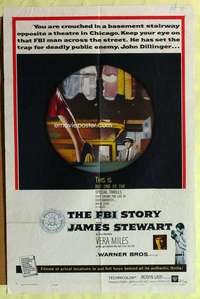 b292 FBI STORY one-sheet movie poster '59 Jimmy Stewart, Vera Miles
