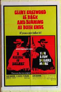 b297 FISTFUL OF DOLLARS/FOR A FEW DOLLARS MORE one-sheet movie poster '69