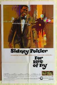 b308 FOR LOVE OF IVY one-sheet movie poster '68 Sidney Poitier, cool image!