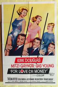 b309 FOR LOVE OR MONEY one-sheet movie poster '63 Kirk Douglas, Gaynor