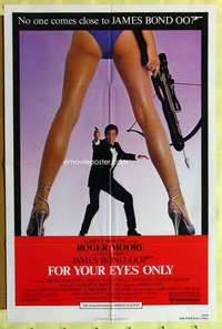 b312 FOR YOUR EYES ONLY one-sheet movie poster '81 Moore as James Bond!