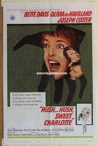 b410 HUSH HUSH SWEET CHARLOTTE one-sheet movie poster '65 Bette Davis