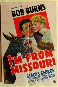b417 I'M FROM MISSOURI one-sheet movie poster '39 Bob Burns, Gladys George