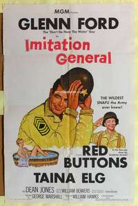 b418 IMITATION GENERAL one-sheet movie poster '58 Glenn Ford, Red Buttons