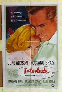 b428 INTERLUDE one-sheet movie poster '57 June Allyson, Rossano Brazzi