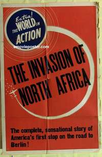 b430 INVASION OF NORTH AFRICA one-sheet movie poster '42 World in Action!
