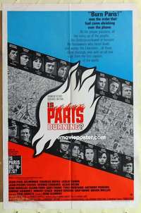 b433 IS PARIS BURNING one-sheet movie poster '66 WWII all-star cast!