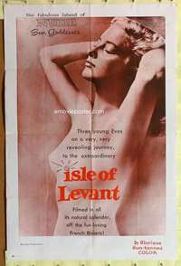 b434 ISLE OF LEVANT one-sheet movie poster '57 sexy nude sun goddesses!