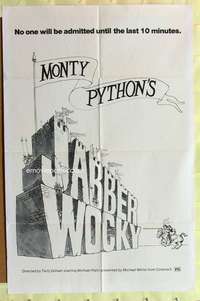 b437 JABBERWOCKY one-sheet movie poster '77 Terry Gilliam, Michael Palin