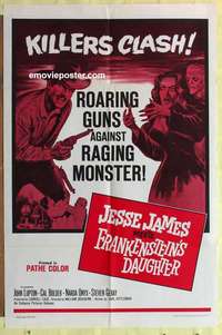 b445 JESSE JAMES MEETS FRANKENSTEIN'S DAUGHTER one-sheet movie poster '65