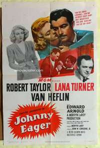 b450 JOHNNY EAGER one-sheet movie poster R50 film noir, Lana Turner