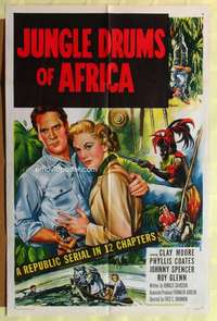 b457 JUNGLE DRUMS OF AFRICA one-sheet movie poster '52 Moore, serial