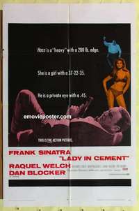 b471 LADY IN CEMENT one-sheet movie poster '68 Frank Sinatra, sexy Raquel!