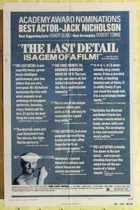 b474 LAST DETAIL one-sheet movie poster '73 Jack Nicholson, Quaid