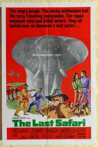 b478 LAST SAFARI one-sheet movie poster '67 Stewart Granger, cool elephant!