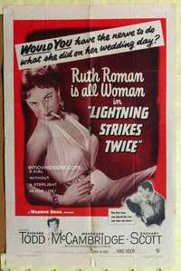 b504 LIGHTNING STRIKES TWICE one-sheet movie poster '51 Ruth Roman