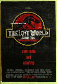b460 JURASSIC PARK 2 DS advance one-sheet movie poster '96 The Lost World!