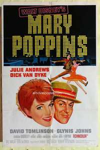 b557 MARY POPPINS style A one-sheet movie poster '64 Julie Andrews, Disney