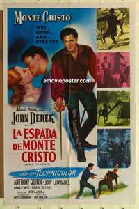 b561 MASK OF THE AVENGER Spanish language U.S. one-sheet movie poster '51 John Derek, Quinn