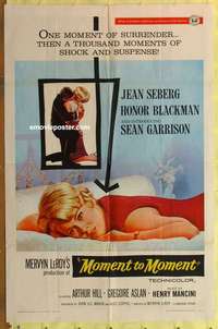 b572 MOMENT TO MOMENT one-sheet movie poster '65 Jean Seberg, Blackman