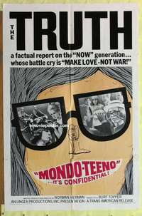 b573 MONDO TEENO one-sheet movie poster '67 make love, not war!