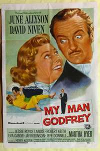 b592 MY MAN GODFREY one-sheet movie poster '57 June Allyson, David Niven
