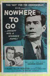 b627 NOWHERE TO GO one-sheet movie poster '59 tough handsome George Nader!