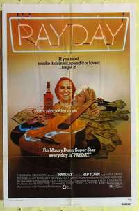 b657 PAYDAY one-sheet movie poster '73 Rip Torn, Ahna Capri, country music!