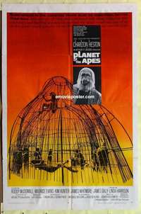b668 PLANET OF THE APES one-sheet movie poster '68 Charlton Heston