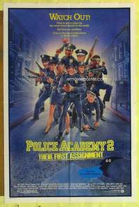 b675 POLICE ACADEMY 2 one-sheet movie poster '85 Bubba Smith, Drew artwork!