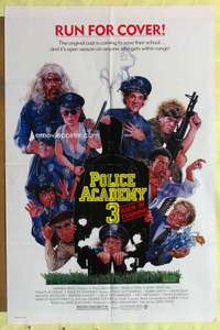 b676 POLICE ACADEMY 3 one-sheet movie poster '86 Bubba Smith, Drew art!