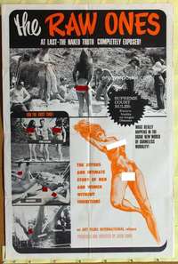 b708 RAW ONES one-sheet movie poster '65 naked truth completely exposed!