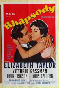 b717 RHAPSODY one-sheet movie poster R62 Liz Taylor, Vittorio Gassman