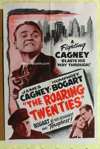 b721 ROARING TWENTIES one-sheet movie poster R1956 James Cagney, Bogart