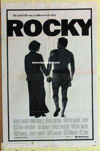 b722 ROCKY one-sheet movie poster '77 Sylvester Stallone, boxing!