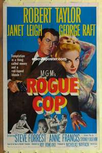 b725 ROGUE COP one-sheet movie poster '54 Robert Taylor, sexy Janet Leigh!