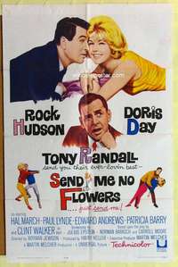 b741 SEND ME NO FLOWERS one-sheet movie poster '64 Rock Hudson, Doris Day