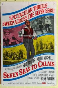 b748 SEVEN SEAS TO CALAIS one-sheet movie poster '62 pirate Rod Taylor!