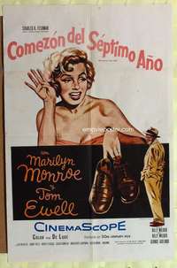 b002 SEVEN YEAR ITCH Spanish/U.S. 1sh '55 Billy Wilder, art of sexy Marilyn Monroe & Tom Ewell!