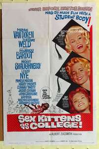 b751 SEX KITTENS GO TO COLLEGE one-sheet movie poster '60 Mamie Van Doren