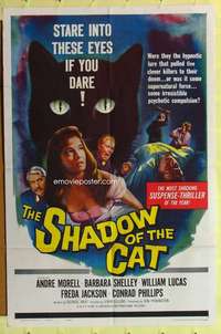 b753 SHADOW OF THE CAT one-sheet movie poster '61 sexy Barbara Shelley!