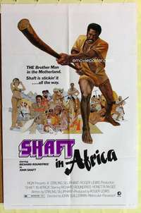 b755 SHAFT IN AFRICA one-sheet movie poster '73 bad Richard Roundtree!