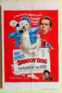b758 SHAGGY DOG one-sheet movie poster '59 Walt Disney, Fred MacMurray