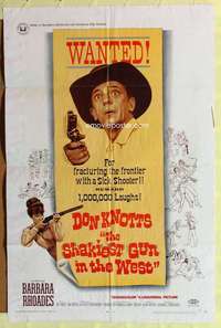 b759 SHAKIEST GUN IN THE WEST one-sheet movie poster '68 Don Knotts