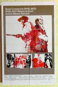 b760 SHALAKO one-sheet movie poster '68 Sean Connery, Brigitte Bardot