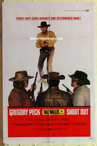 b765 SHOOT OUT one-sheet movie poster '71 gunfighting Gregory Peck!