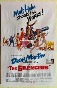b768 SILENCERS one-sheet movie poster '66 Dean Martin, Stella Stevens
