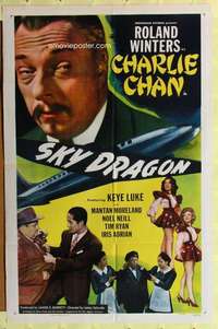b775 SKY DRAGON one-sheet movie poster '49 Roland Winters as Charlie Chan!
