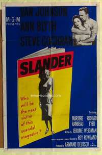 b779 SLANDER one-sheet movie poster '57 Blyth, slanderous sex magazine!