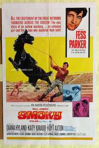 b784 SMOKY one-sheet movie poster '66 Fess Parker, outlaw mustang!
